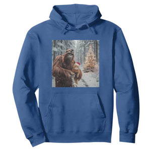 Funny Bigfoot With Cat Selfie Christmas Hoodie TS14 Royal Blue Print Your Wear