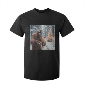 Funny Bigfoot With Cat Selfie Christmas T Shirt For Kid TS14 Black Print Your Wear