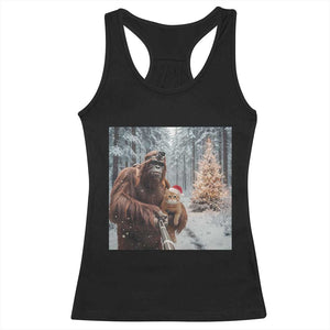 Funny Bigfoot With Cat Selfie Christmas Racerback Tank Top TS14 Black Print Your Wear