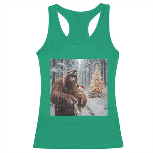 Funny Bigfoot With Cat Selfie Christmas Racerback Tank Top TS14 Irish Green Print Your Wear