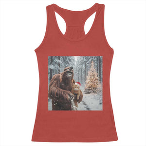 Funny Bigfoot With Cat Selfie Christmas Racerback Tank Top TS14 Red Print Your Wear