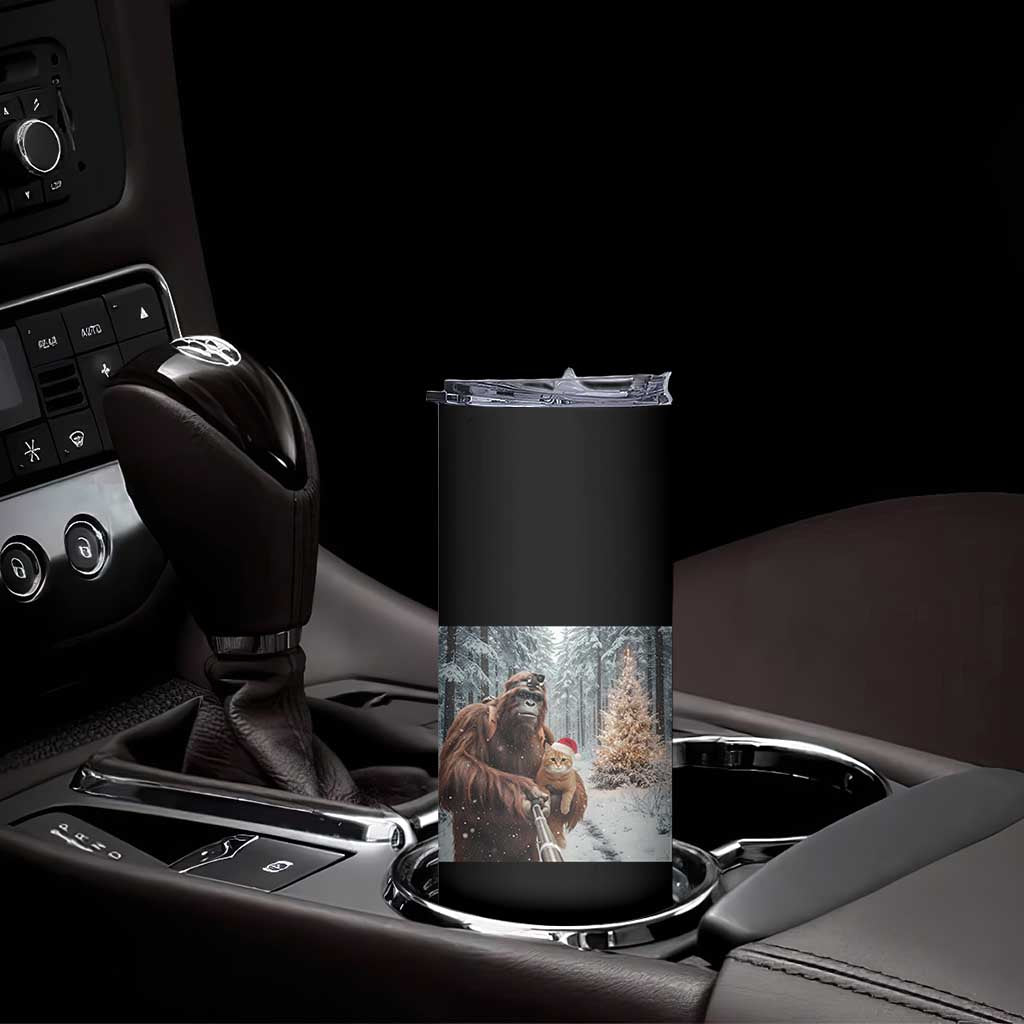 Funny Bigfoot With Cat Selfie Christmas Skinny Tumbler TS14 Print Your Wear