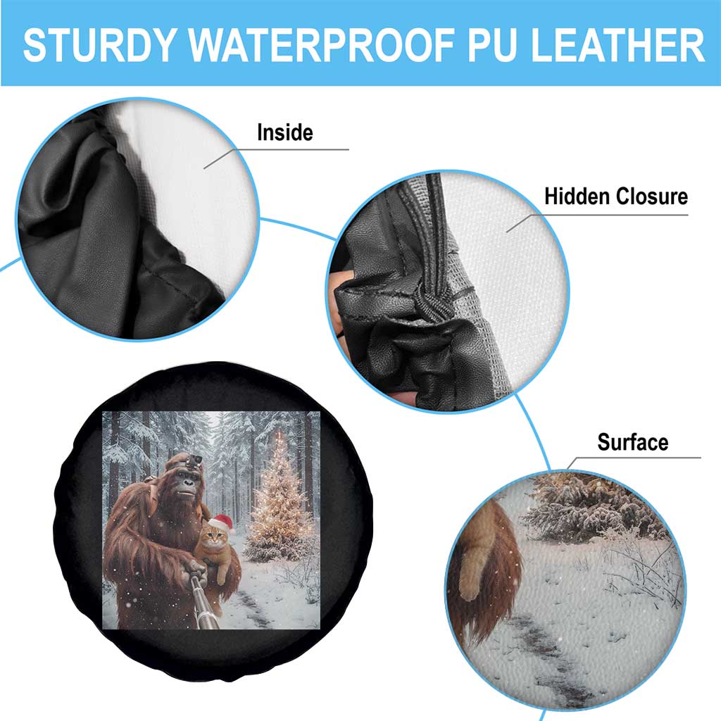 Funny Bigfoot With Cat Selfie Christmas Spare Tire Cover TS14 Print Your Wear