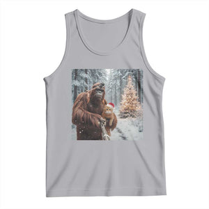 Funny Bigfoot With Cat Selfie Christmas Tank Top TS14 Athletic Heather Print Your Wear