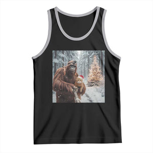 Funny Bigfoot With Cat Selfie Christmas Tank Top TS14 Black Athletic Heather Print Your Wear