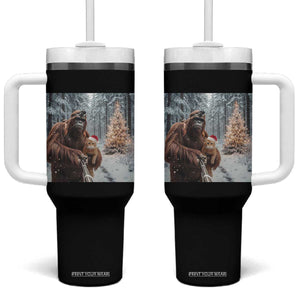 Funny Bigfoot With Cat Selfie Christmas Tumbler With Handle TS14 One Size: 40 oz Black Print Your Wear