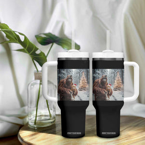 Funny Bigfoot With Cat Selfie Christmas Tumbler With Handle TS14 Print Your Wear