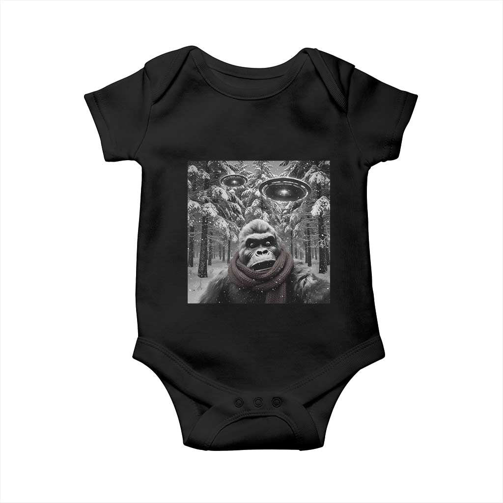 Funny Bigfoot Selfie Baby Onesie Sasquatch Alien UFO Christmas TS14 Black Print Your Wear