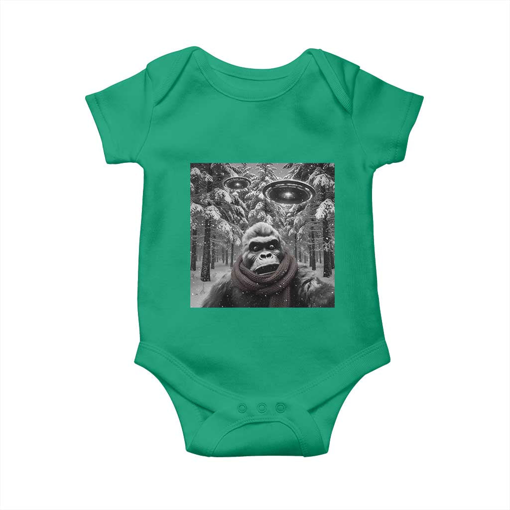 Funny Bigfoot Selfie Baby Onesie Sasquatch Alien UFO Christmas TS14 Irish Green Print Your Wear