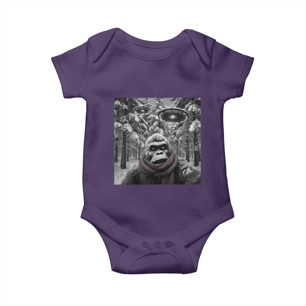 Funny Bigfoot Selfie Baby Onesie Sasquatch Alien UFO Christmas TS14 Purple Print Your Wear