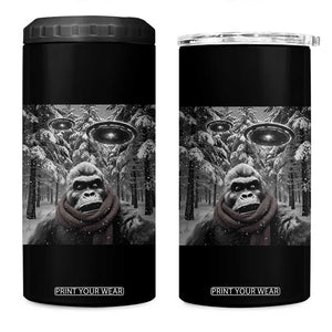 Funny Bigfoot Selfie 4 in 1 Can Cooler Tumbler Sasquatch Alien UFO Christmas TS14 One Size: 16 oz Black Print Your Wear