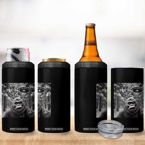 Funny Bigfoot Selfie 4 in 1 Can Cooler Tumbler Sasquatch Alien UFO Christmas TS14 Print Your Wear