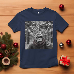 Funny Bigfoot Selfie T Shirt Sasquatch Alien UFO Christmas TS14 Navy Print Your Wear