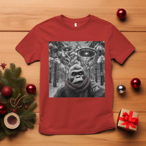 Funny Bigfoot Selfie T Shirt Sasquatch Alien UFO Christmas TS14 Red Print Your Wear