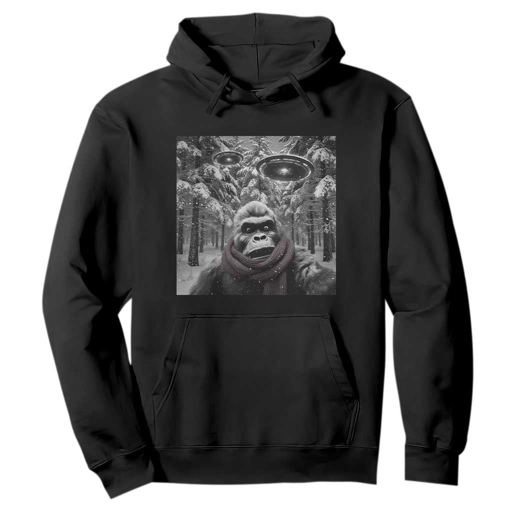 Funny Bigfoot Selfie Hoodie Sasquatch Alien UFO Christmas TS14 Black Print Your Wear