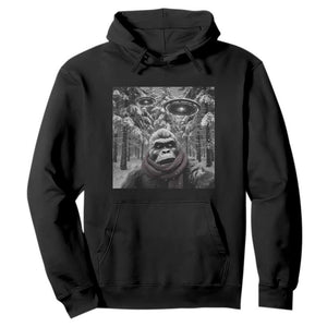 Funny Bigfoot Selfie Hoodie Sasquatch Alien UFO Christmas TS14 Black Print Your Wear