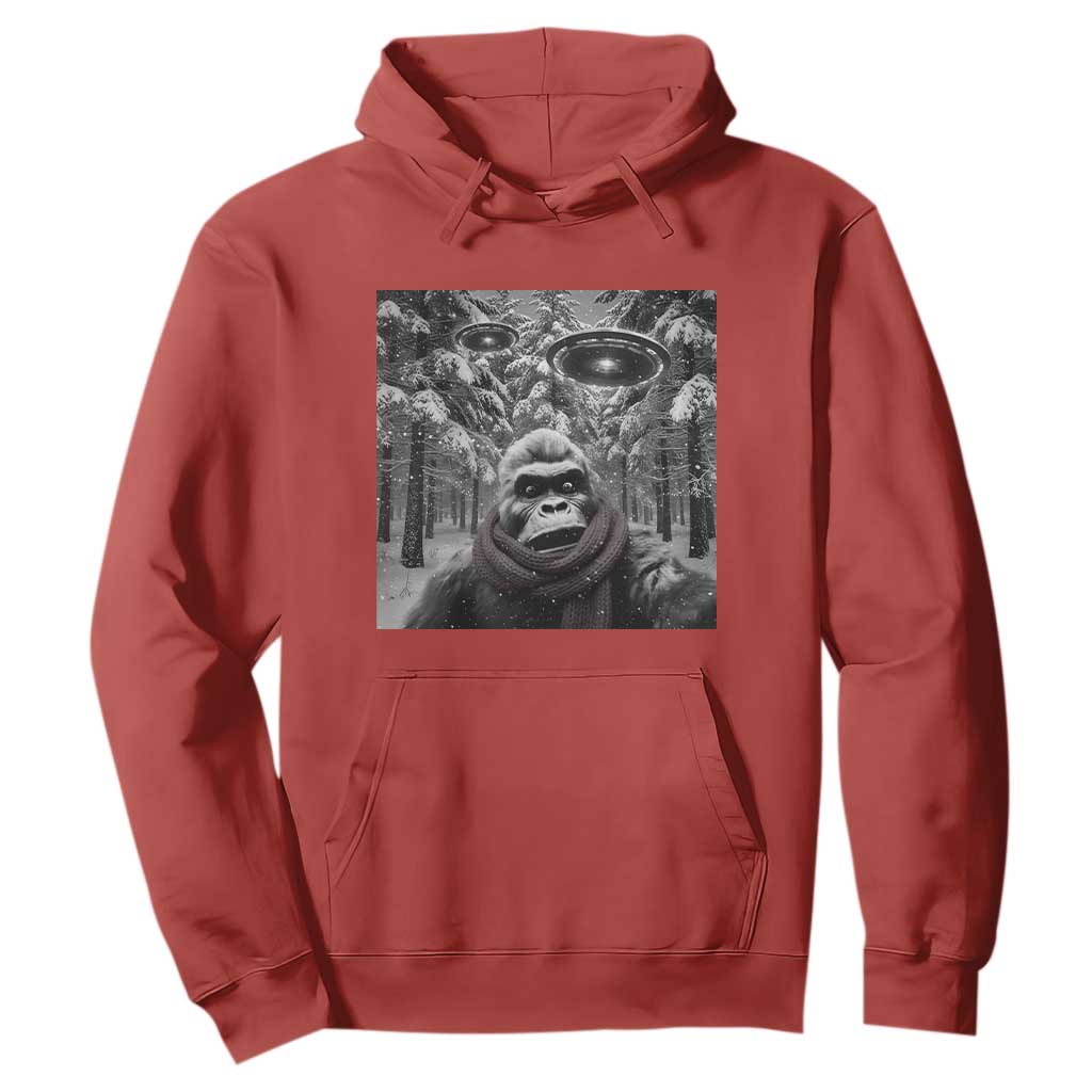 Funny Bigfoot Selfie Hoodie Sasquatch Alien UFO Christmas TS14 Red Print Your Wear