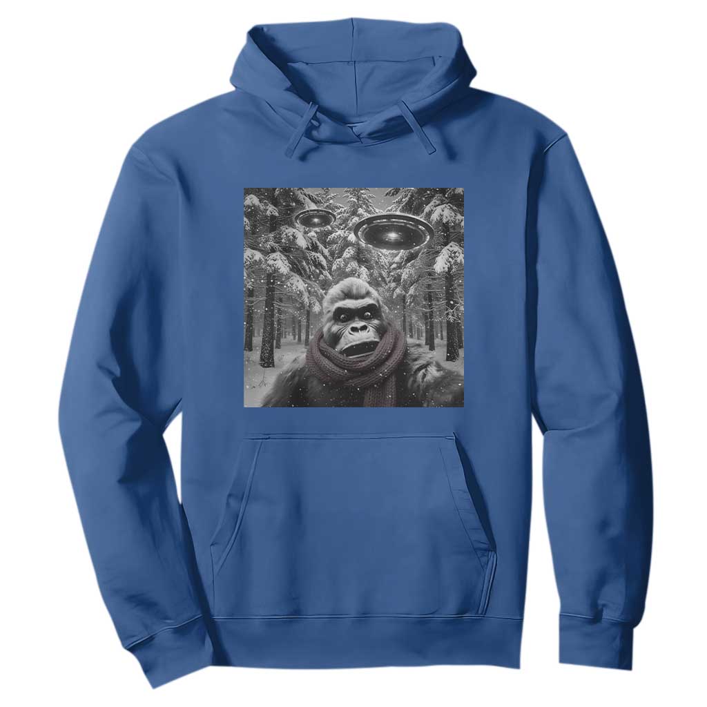 Funny Bigfoot Selfie Hoodie Sasquatch Alien UFO Christmas TS14 Royal Blue Print Your Wear