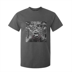 Funny Bigfoot Selfie T Shirt For Kid Sasquatch Alien UFO Christmas TS14 Dark Heather Print Your Wear