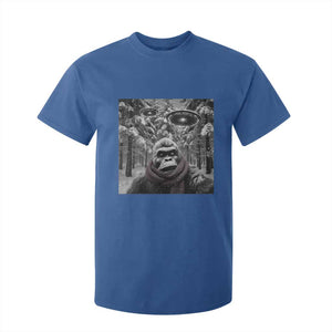 Funny Bigfoot Selfie T Shirt For Kid Sasquatch Alien UFO Christmas TS14 Royal Blue Print Your Wear