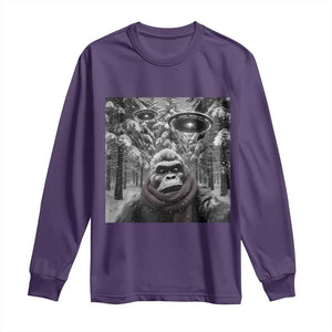 Funny Bigfoot Selfie Long Sleeve Shirt Sasquatch Alien UFO Christmas TS14 Purple Print Your Wear