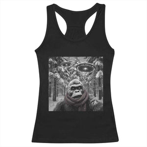 Funny Bigfoot Selfie Racerback Tank Top Sasquatch Alien UFO Christmas TS14 Black Print Your Wear