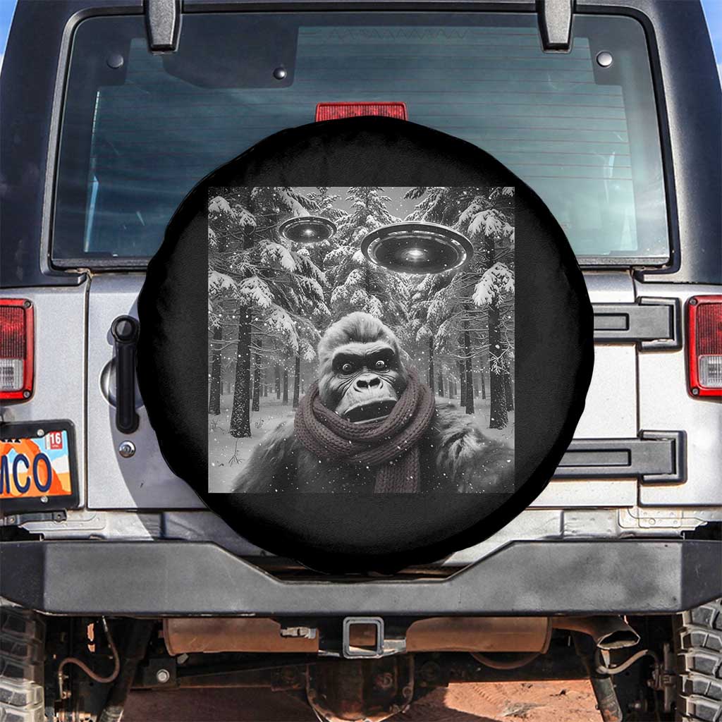 Funny Bigfoot Selfie Spare Tire Cover Sasquatch Alien UFO Christmas TS14 No hole Black Print Your Wear