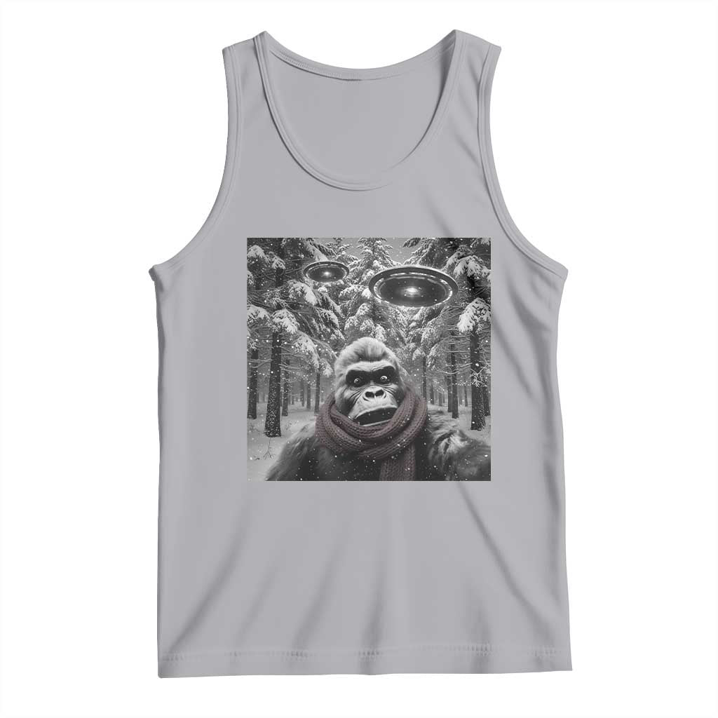 Funny Bigfoot Selfie Tank Top Sasquatch Alien UFO Christmas TS14 Athletic Heather Print Your Wear
