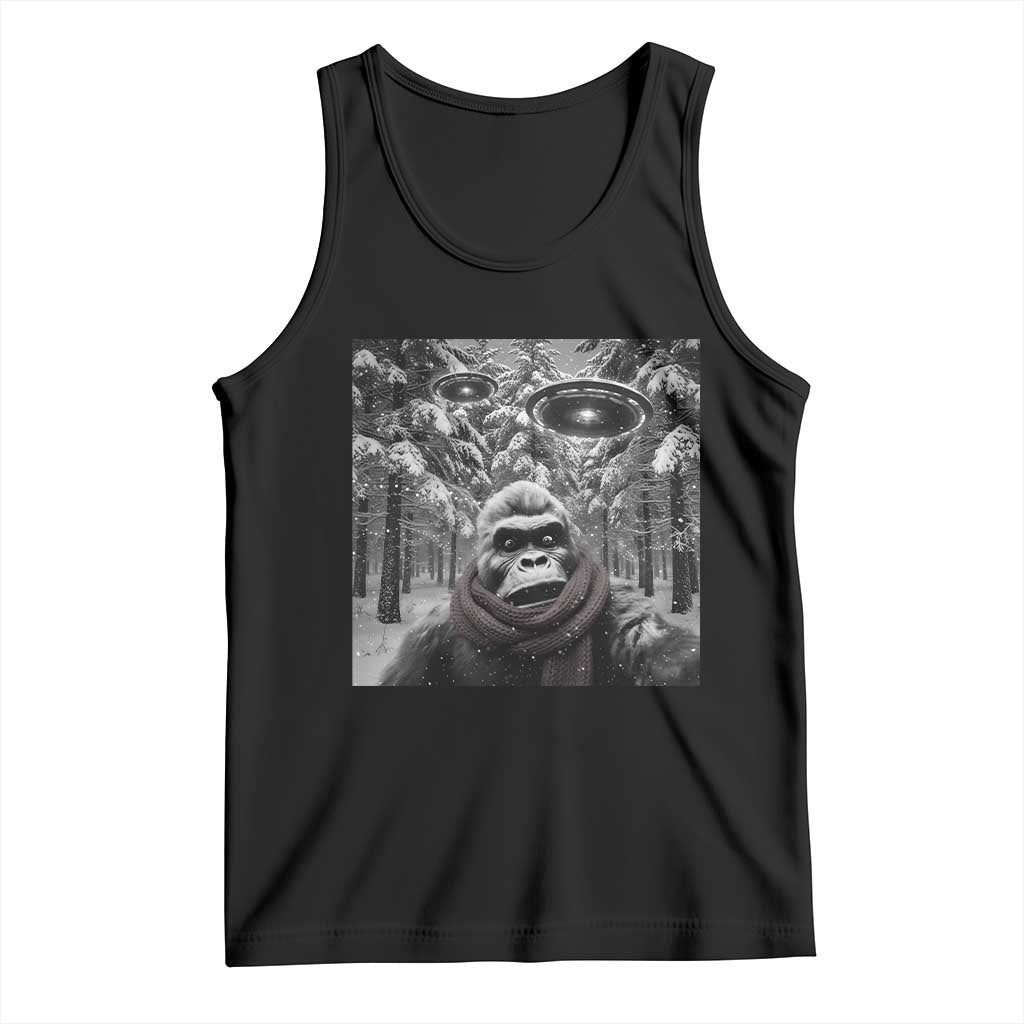 Funny Bigfoot Selfie Tank Top Sasquatch Alien UFO Christmas TS14 Black Print Your Wear