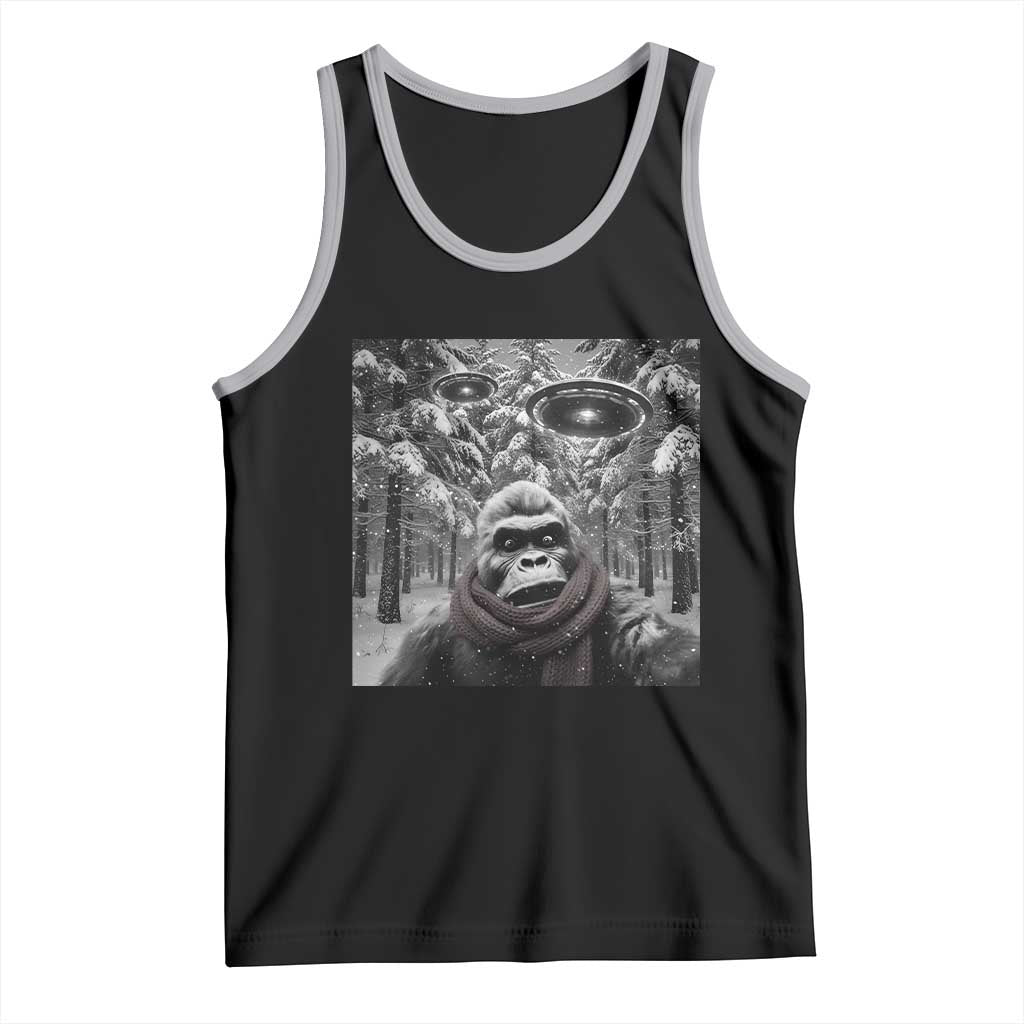 Funny Bigfoot Selfie Tank Top Sasquatch Alien UFO Christmas TS14 Black Athletic Heather Print Your Wear