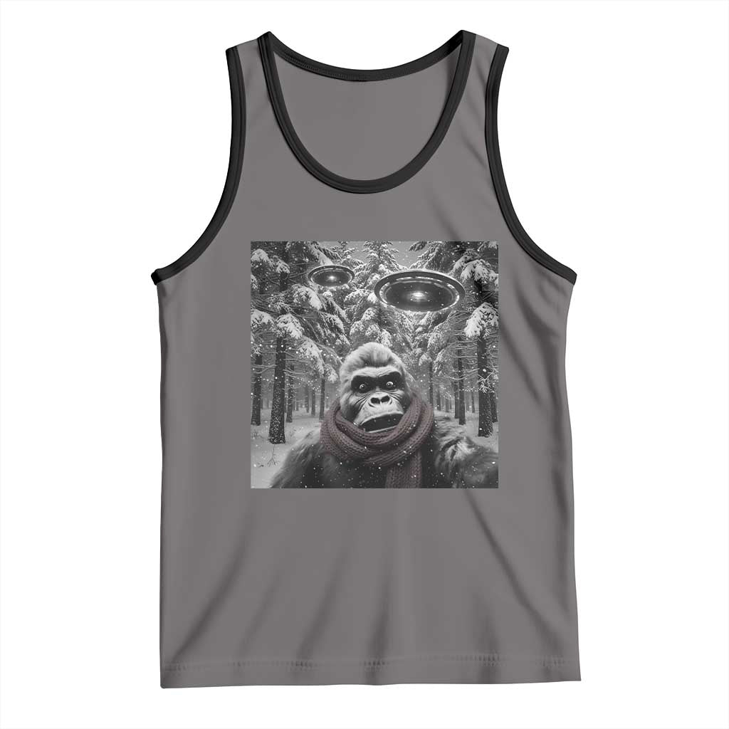 Funny Bigfoot Selfie Tank Top Sasquatch Alien UFO Christmas TS14 Deep Heather Black Print Your Wear