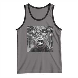 Funny Bigfoot Selfie Tank Top Sasquatch Alien UFO Christmas TS14 Deep Heather Black Print Your Wear