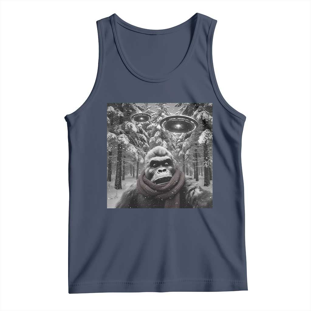 Funny Bigfoot Selfie Tank Top Sasquatch Alien UFO Christmas TS14 Navy Print Your Wear