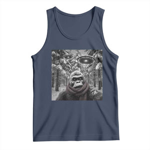 Funny Bigfoot Selfie Tank Top Sasquatch Alien UFO Christmas TS14 Navy Print Your Wear