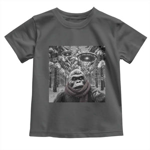 Funny Bigfoot Selfie Toddler T Shirt Sasquatch Alien UFO Christmas TS14 Dark Heather Print Your Wear
