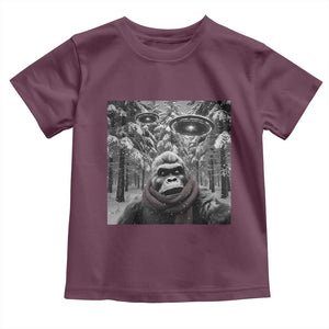 Funny Bigfoot Selfie Toddler T Shirt Sasquatch Alien UFO Christmas TS14 Maroon Print Your Wear