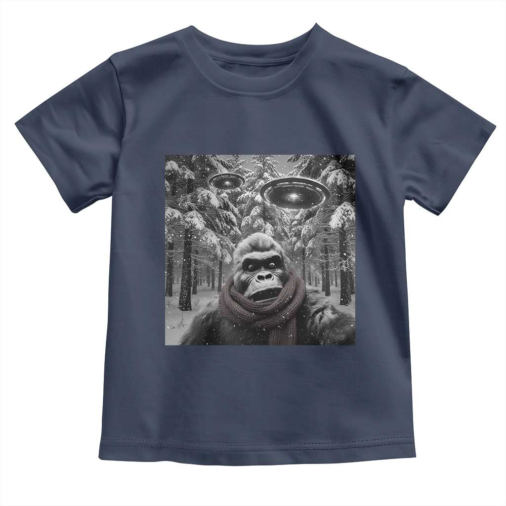 Funny Bigfoot Selfie Toddler T Shirt Sasquatch Alien UFO Christmas TS14 Navy Print Your Wear