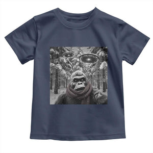 Funny Bigfoot Selfie Toddler T Shirt Sasquatch Alien UFO Christmas TS14 Navy Print Your Wear
