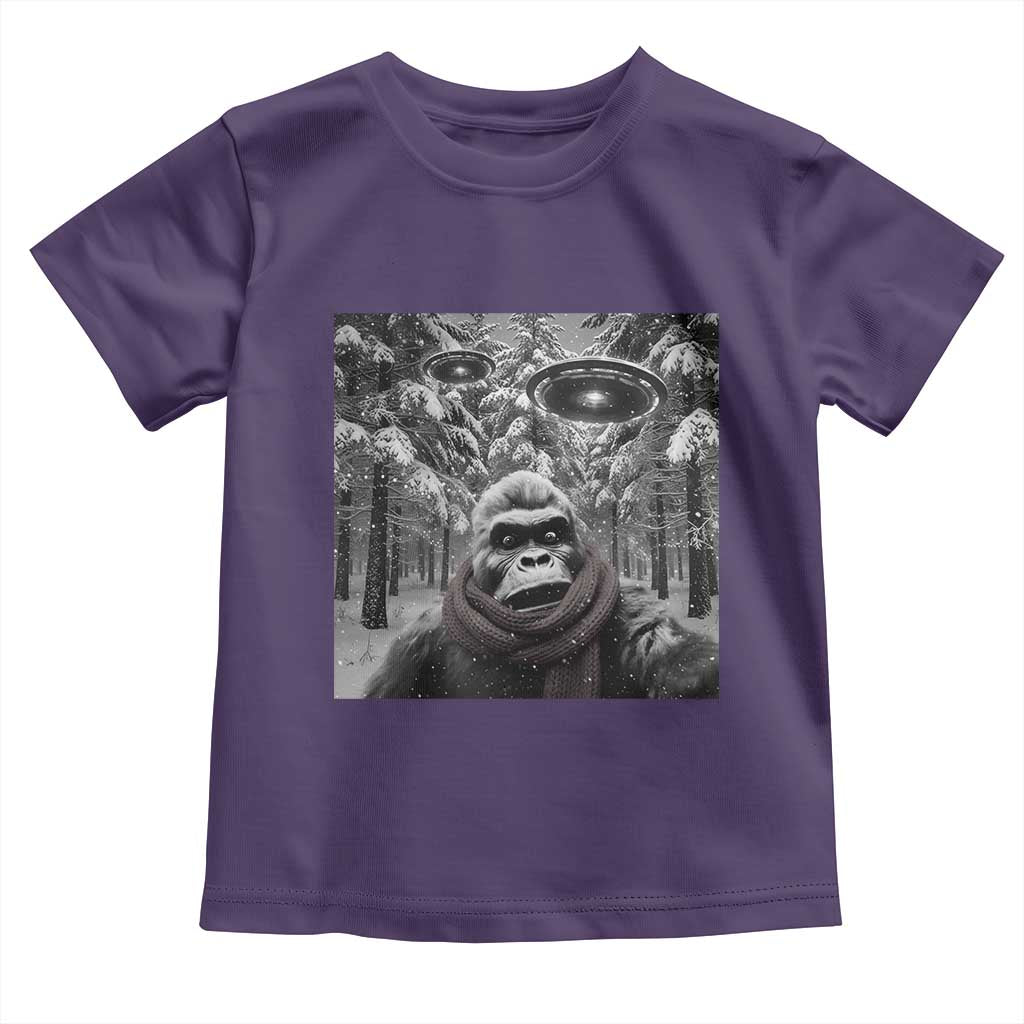 Funny Bigfoot Selfie Toddler T Shirt Sasquatch Alien UFO Christmas TS14 Purple Print Your Wear