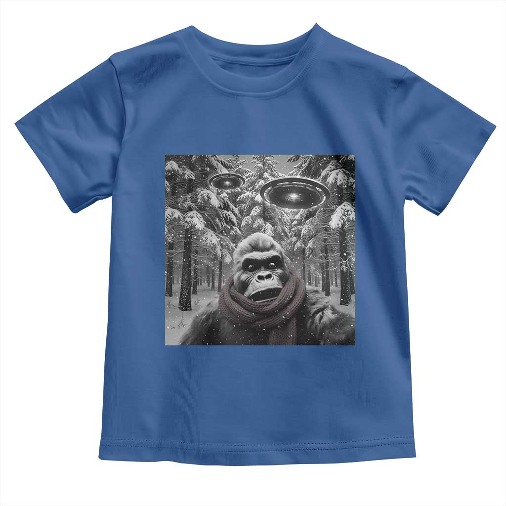 Funny Bigfoot Selfie Toddler T Shirt Sasquatch Alien UFO Christmas TS14 Royal Blue Print Your Wear