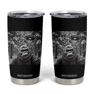 Funny Bigfoot Selfie Tumbler Cup Sasquatch Alien UFO Christmas TS14 Black Print Your Wear