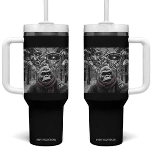 Funny Bigfoot Selfie Tumbler With Handle Sasquatch Alien UFO Christmas TS14 One Size: 40 oz Black Print Your Wear