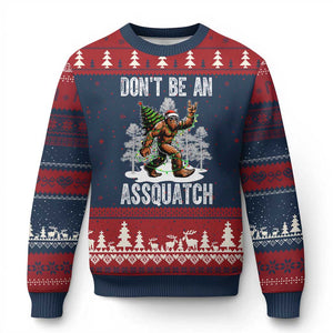 Funny Bigfoot Xmas Ugly Christmas Sweater Do Not Be An Assquatch TS14 Navy Red Print Your Wear