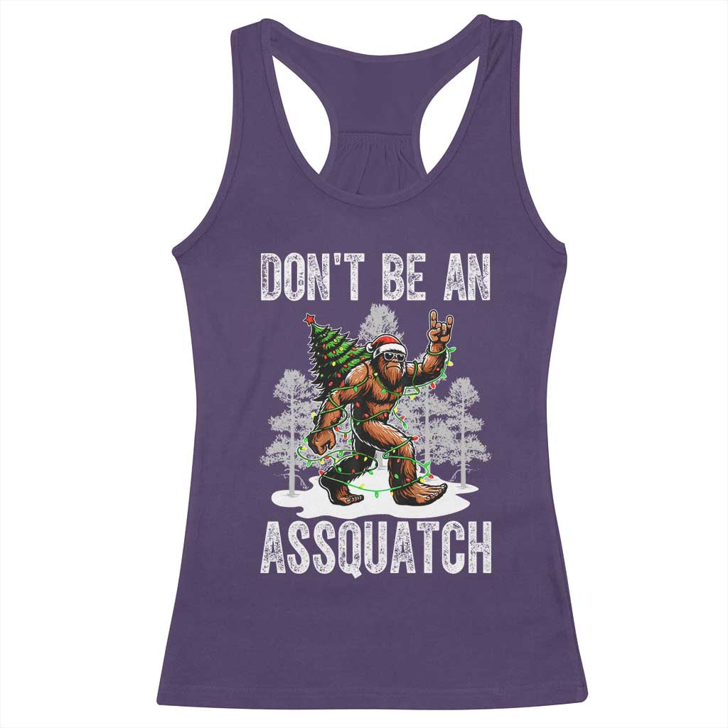 Funny Bigfoot Christmas Racerback Tank Top Do Not Be An Assquatch TS14 Purple Print Your Wear