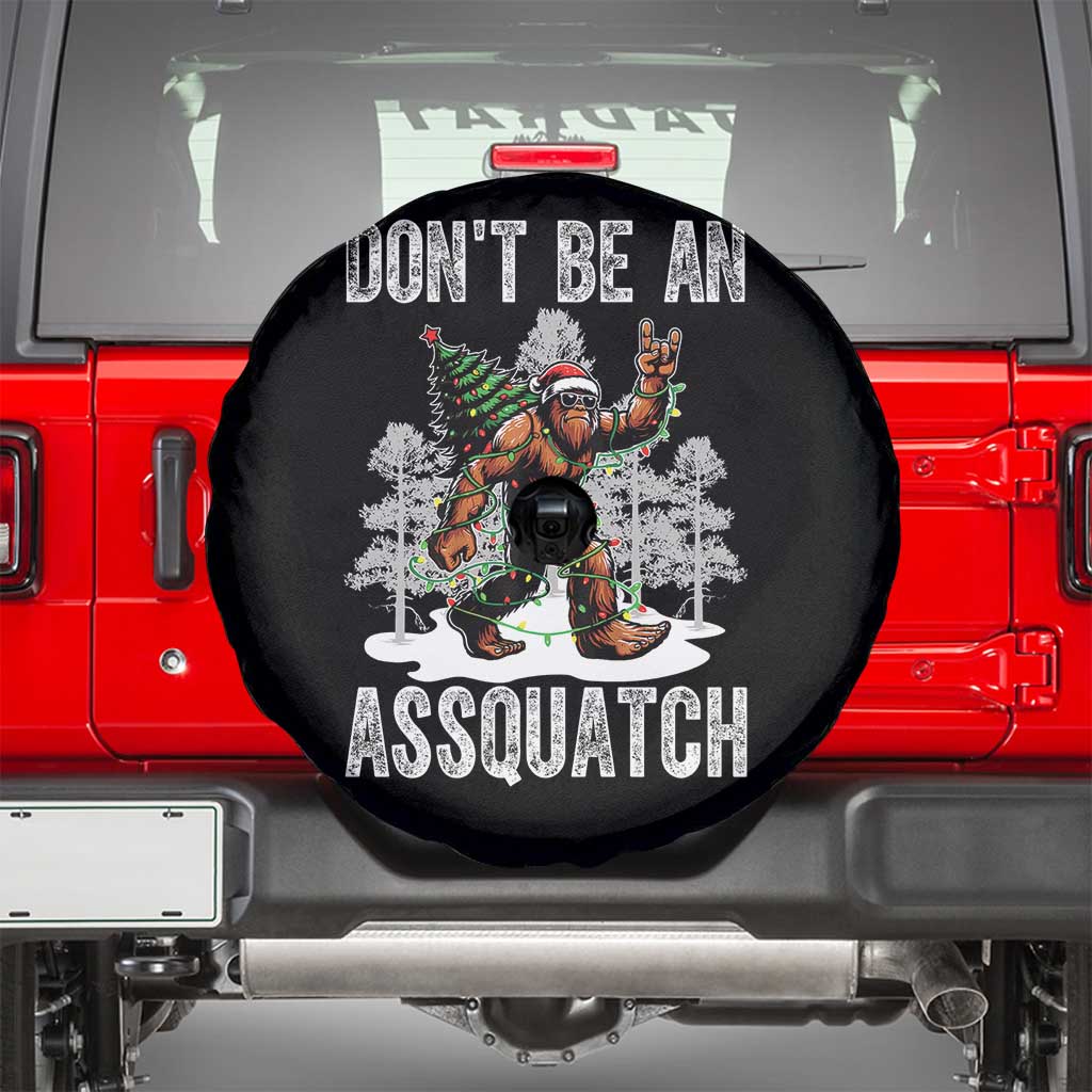 Funny Bigfoot Christmas Spare Tire Cover Do Not Be An Assquatch TS14 Black Print Your Wear