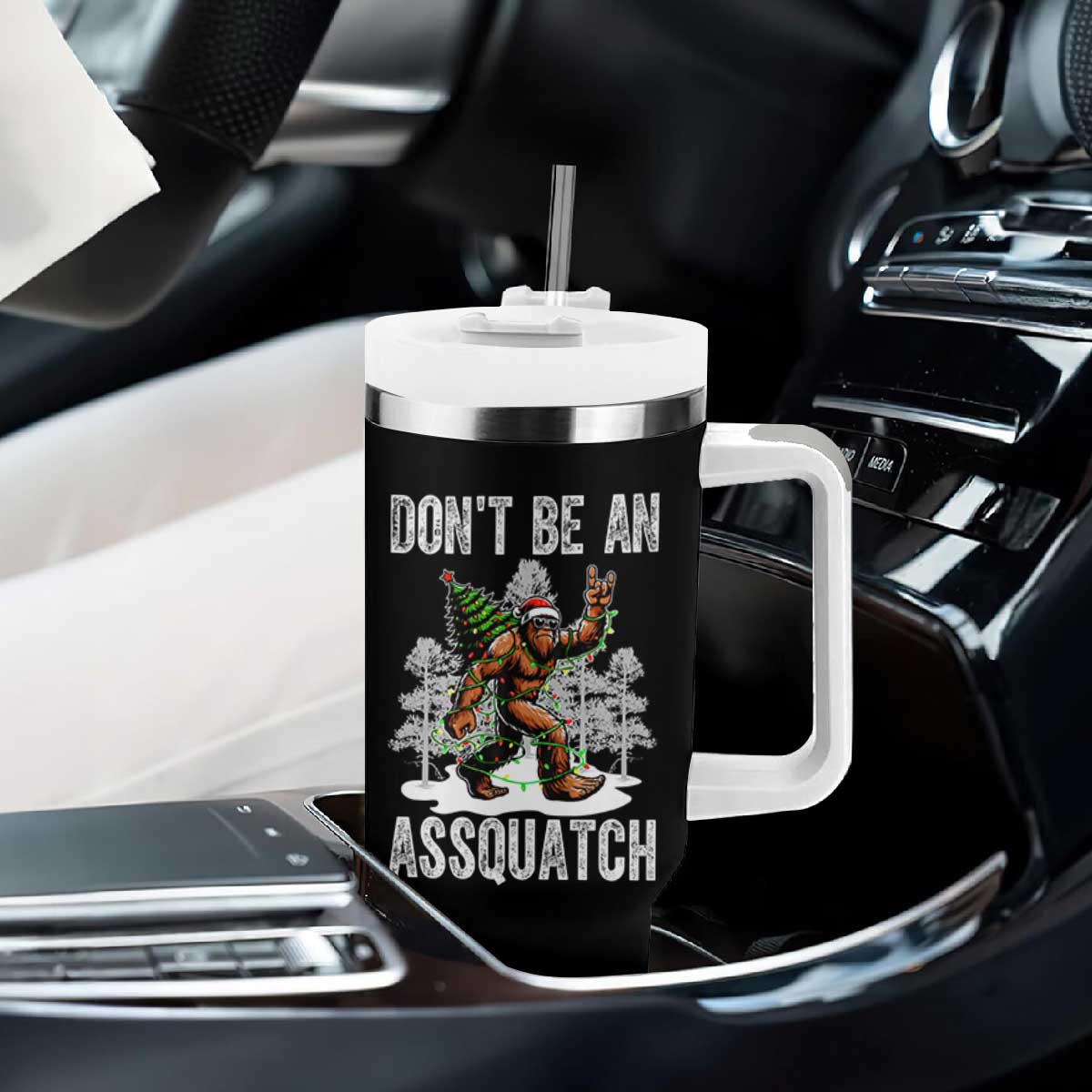 Funny Bigfoot Christmas Tumbler With Handle Do Not Be An Assquatch TS14 Print Your Wear