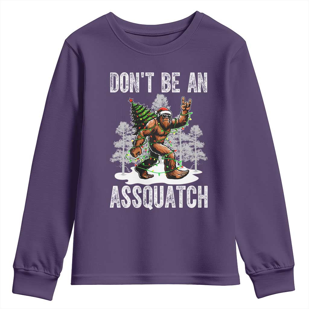 Funny Bigfoot Christmas Youth Sweatshirt Do Not Be An Assquatch TS14 Purple Print Your Wear
