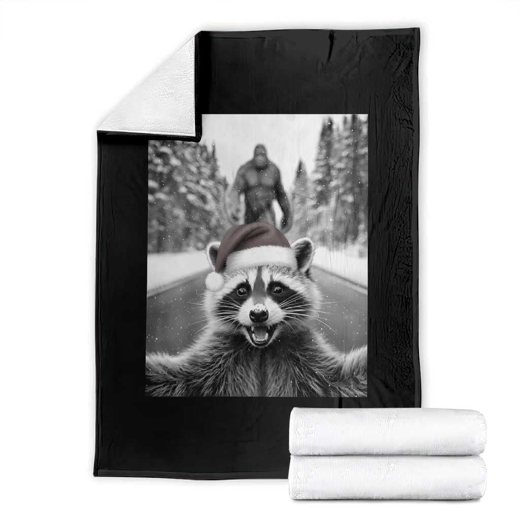 Funny Racoon With Bigfoot Selfie Christmas Throw Blanket TS14 Black Print Your Wear