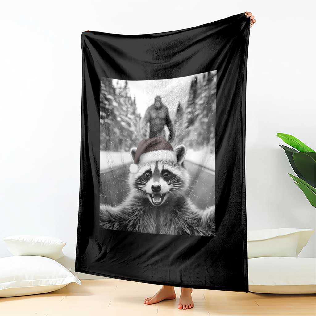 Funny Racoon With Bigfoot Selfie Christmas Throw Blanket TS14 Print Your Wear