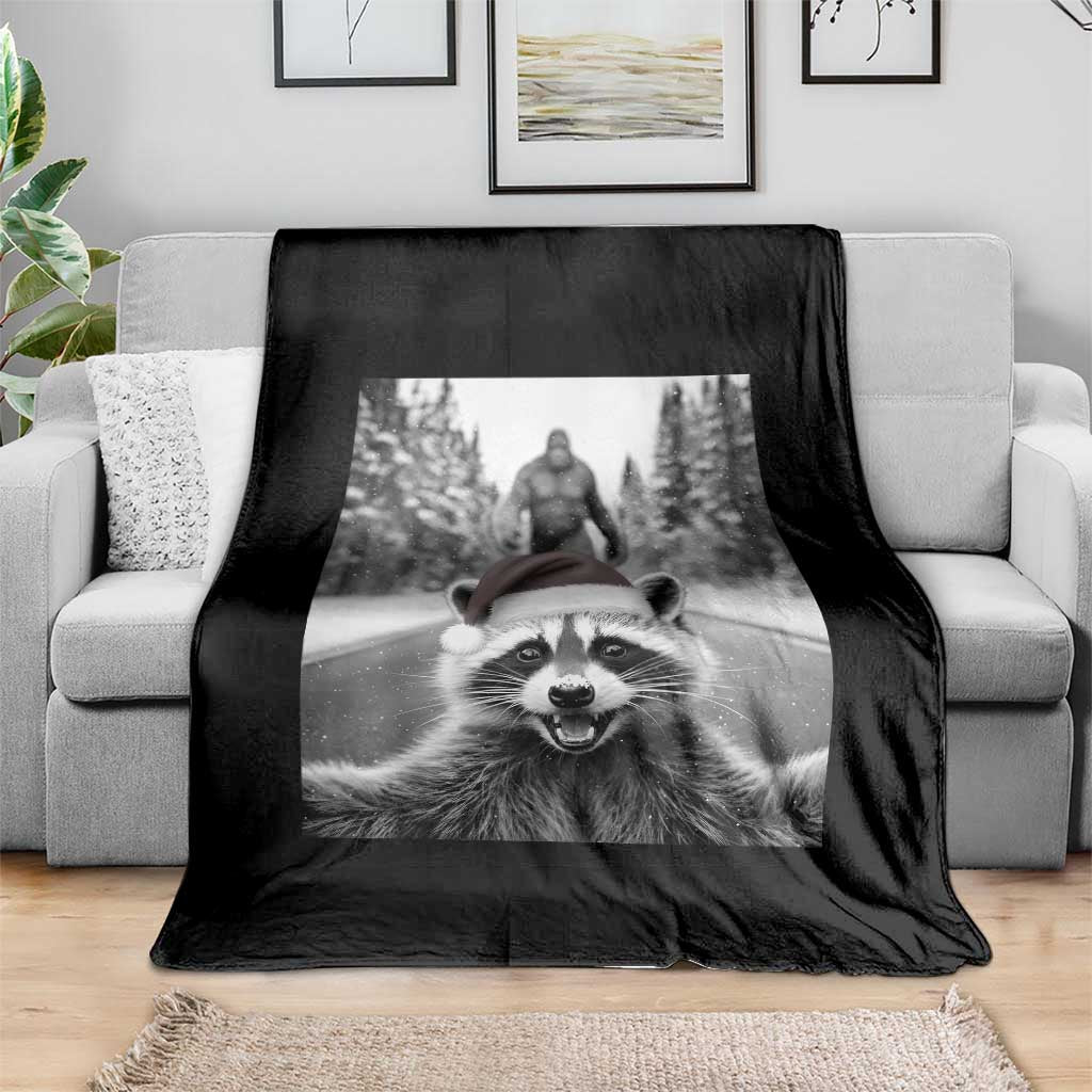 Funny Racoon With Bigfoot Selfie Christmas Throw Blanket TS14 Print Your Wear